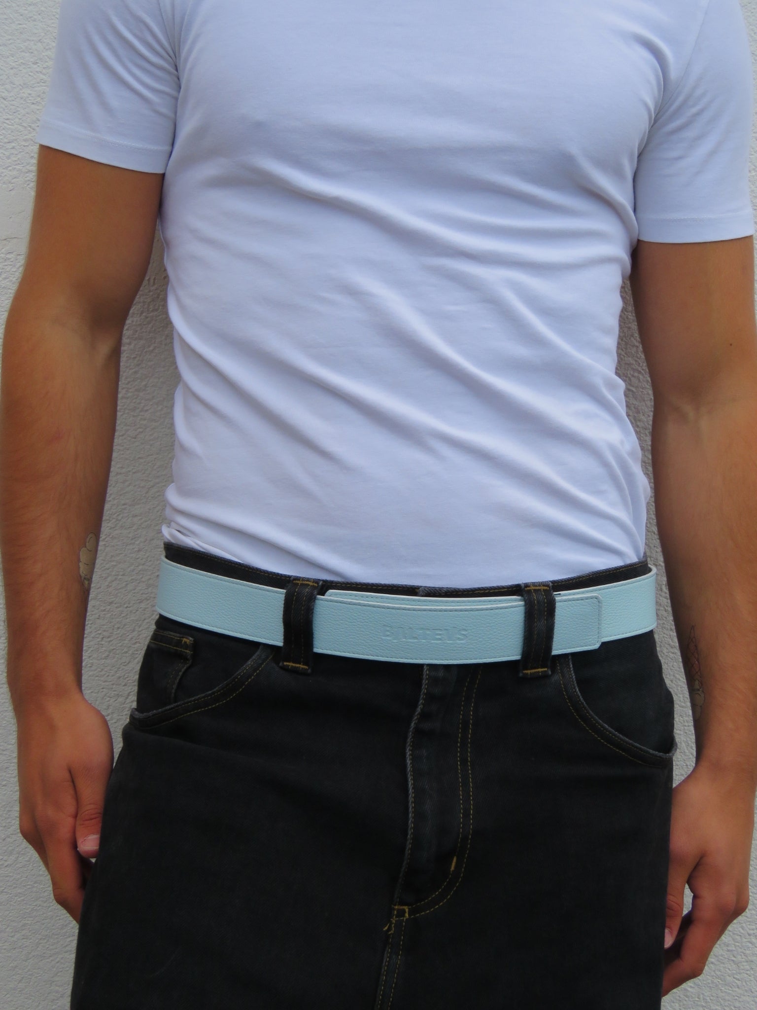 VELCRO "SKY BLUE" LEATHER BELT