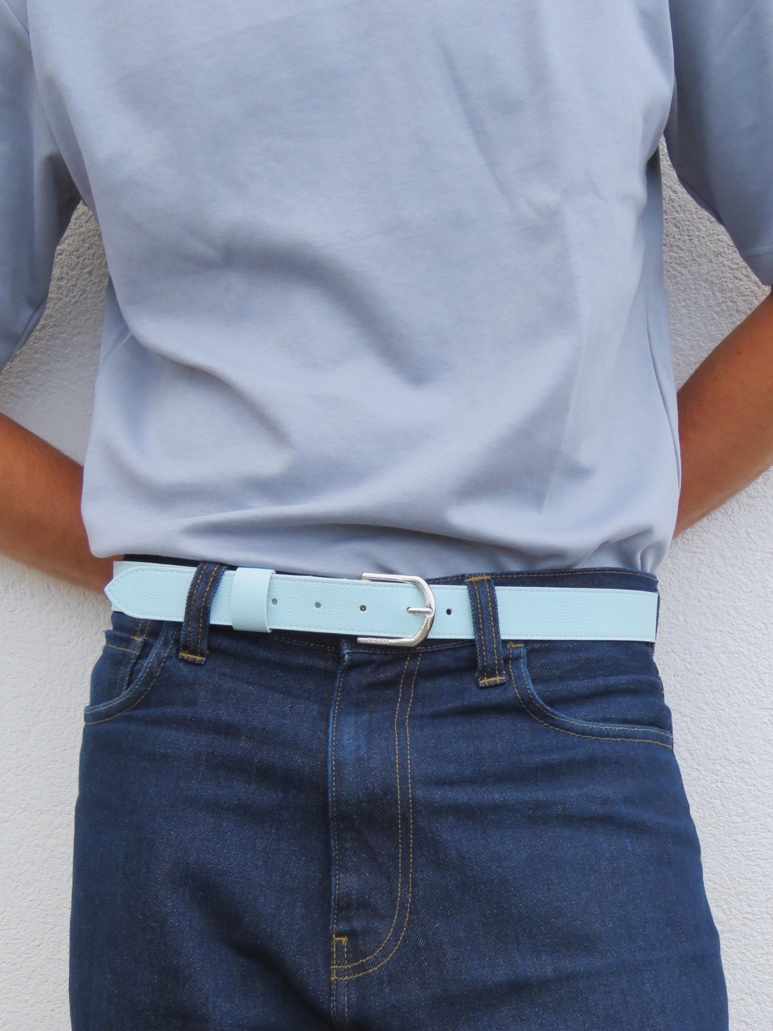 "SKY BLUE" LEATHER BELT