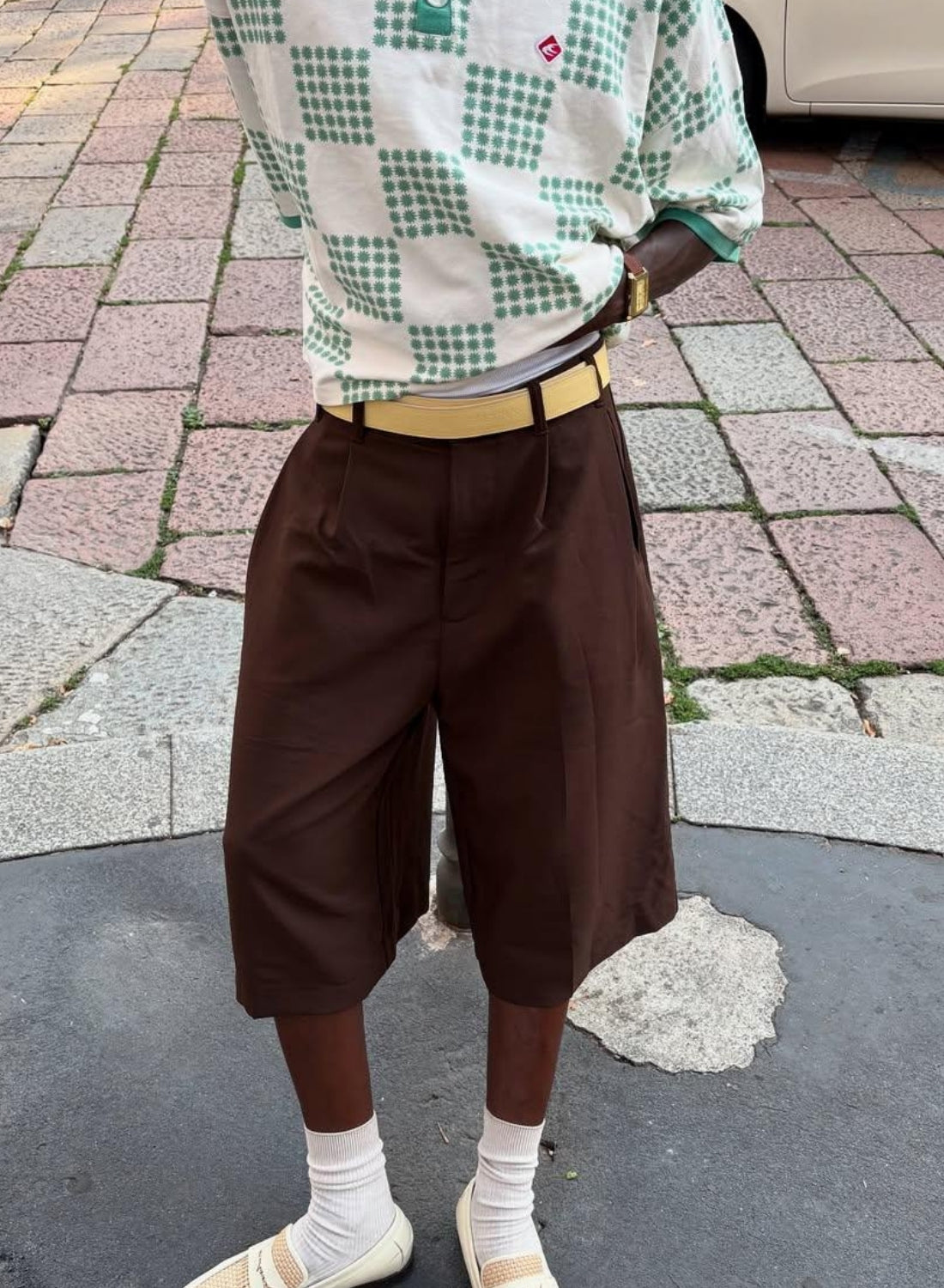 VELCRO "VANILA YELLOW" LEATHER BELT